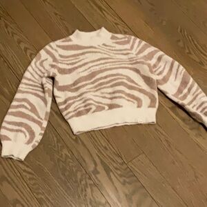 Zebra Patterned Sweater - Cream and Brown